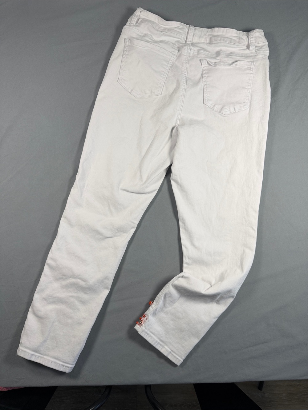 Boston Proper White Beaded Orange Stone Embellished Stretch Ankle Jeans Size 12 - Picture 5 of 10